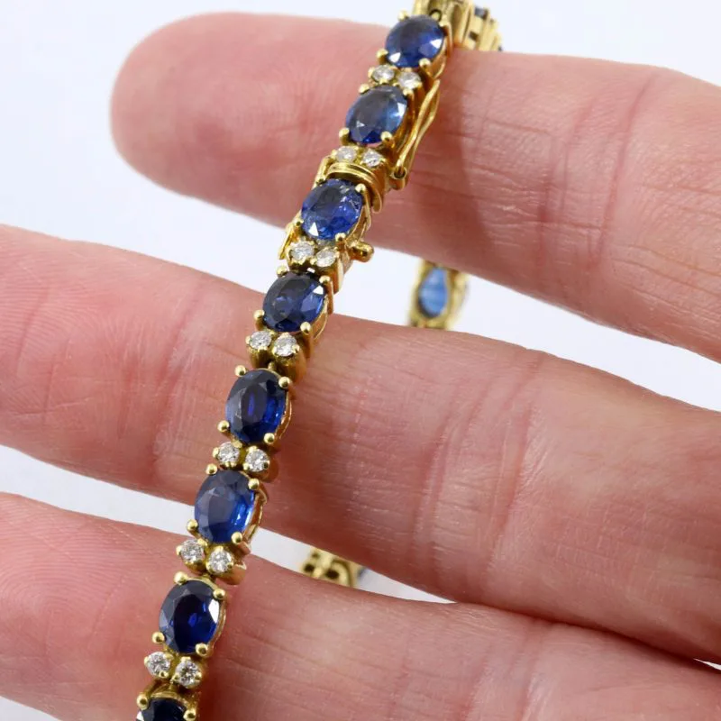 Bracelet or jaune saphir et diamants