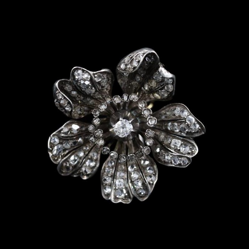 Broche fleur diamants Napoléon III