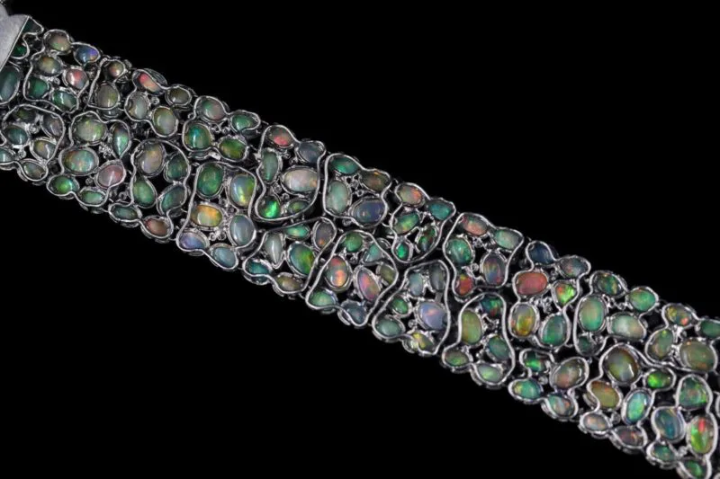 Bracelet argent noirci, opales et petits brillants – Image 3
