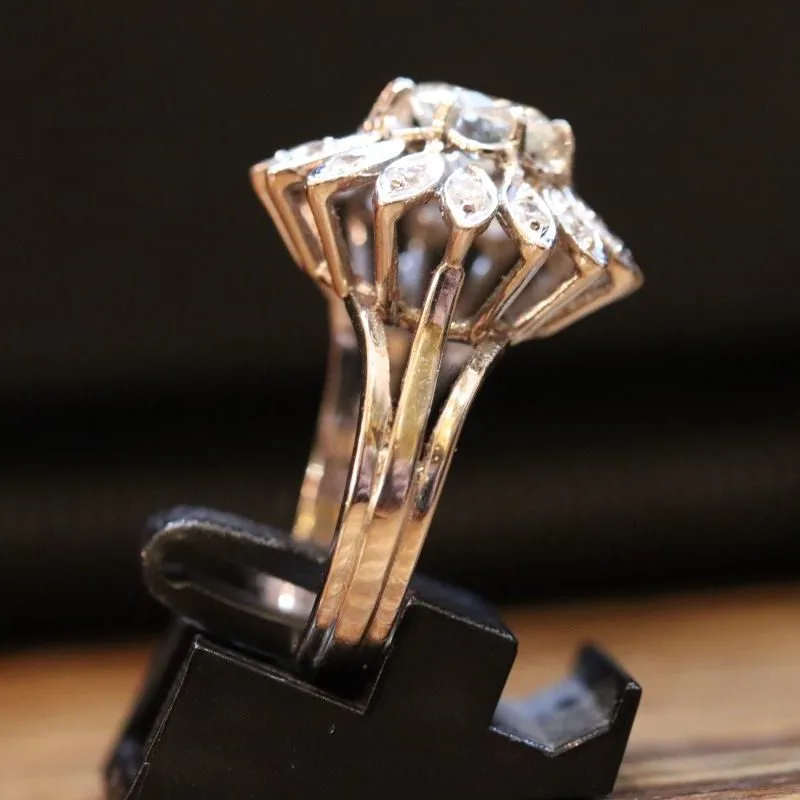 Profil bague marguerite or blanc et diamants