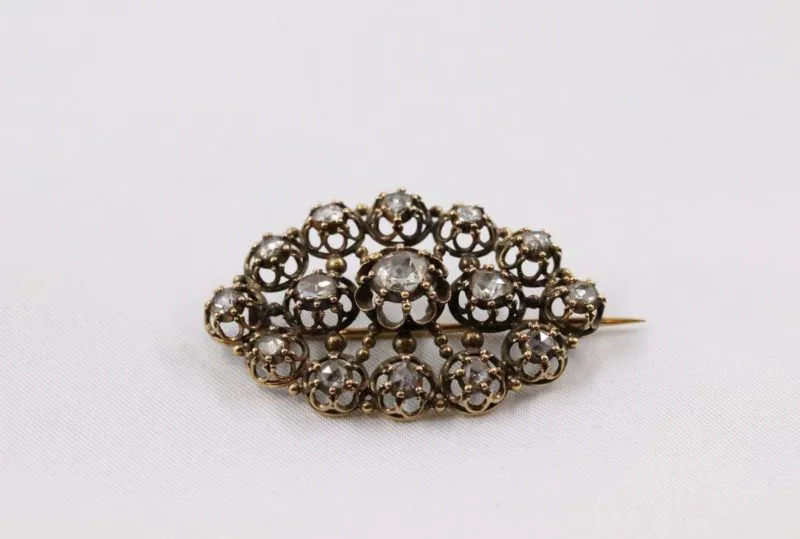 Broche XVIIIe or et diamants