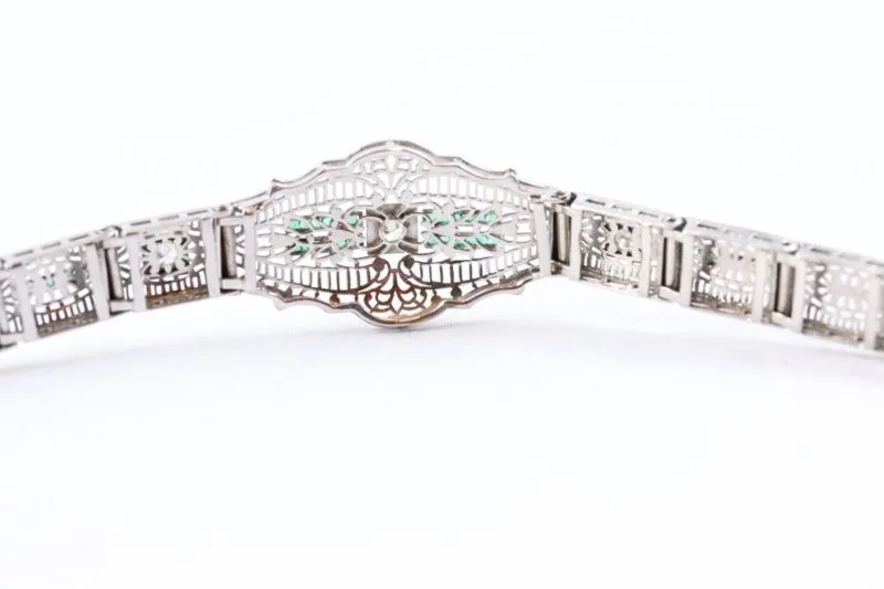 Dos bracelet 1925 diamants émeraudes