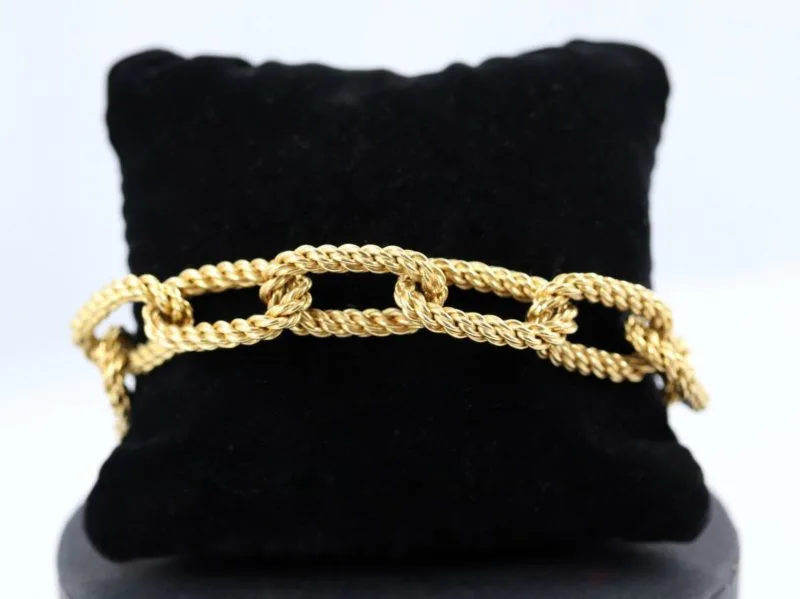 Bracelet or brossé maillons corde