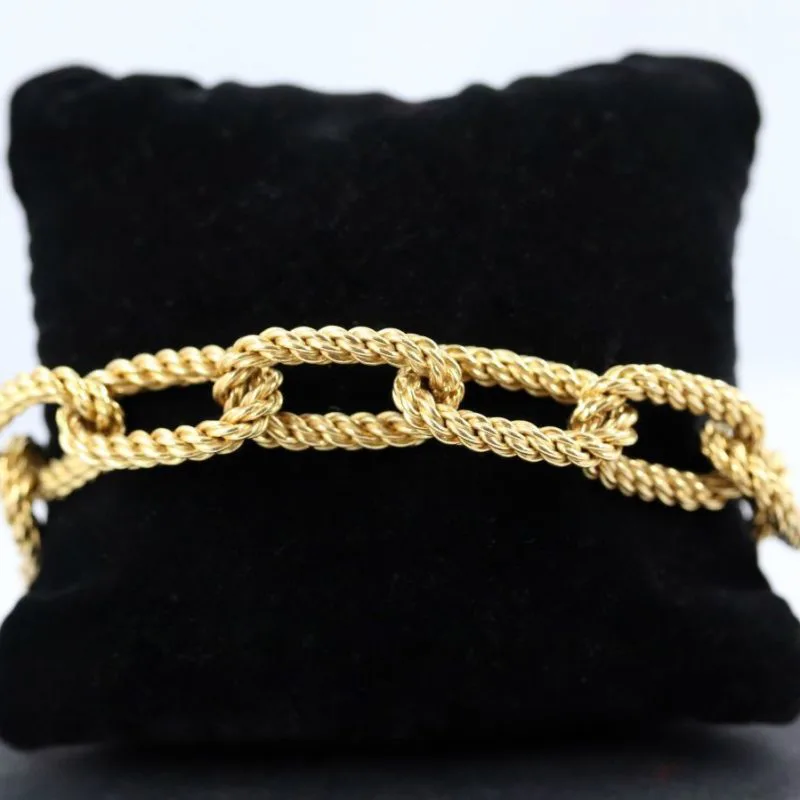 Bracelet or brossé maillons corde