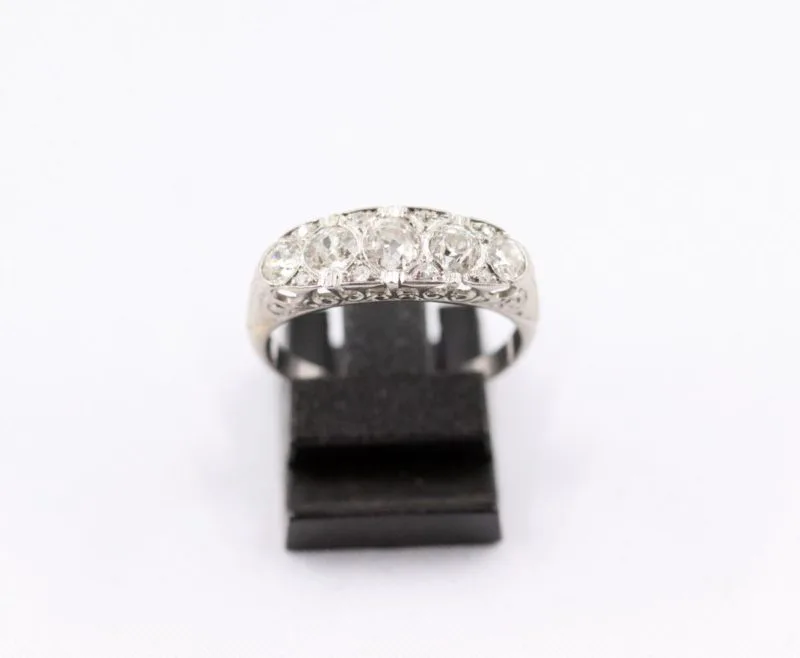Bague jarretière platine Art déco