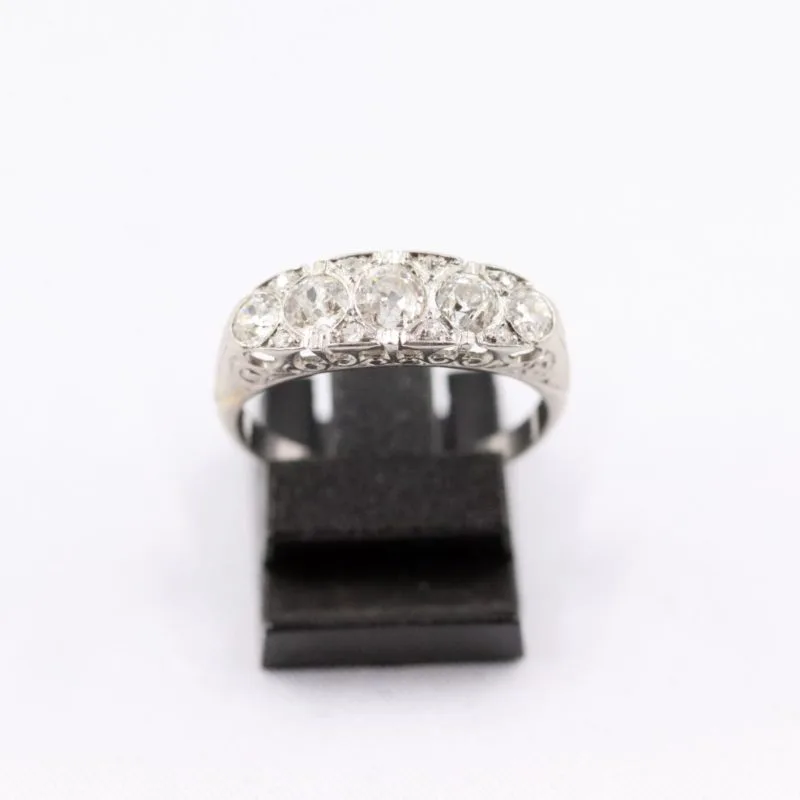 Bague jarretière platine Art déco