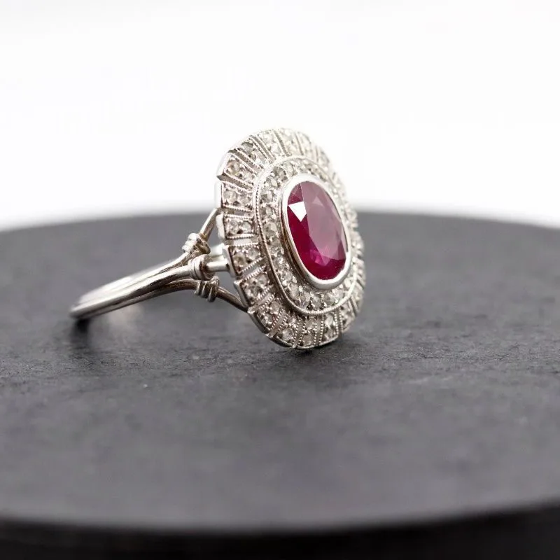 Bague 1920 rubis et diamants
