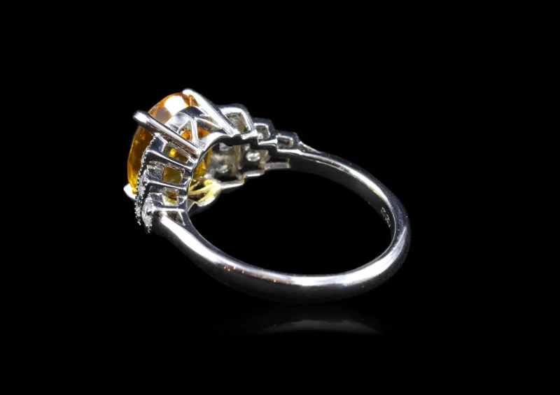 Profil panier bague art saphir jaune et diamants