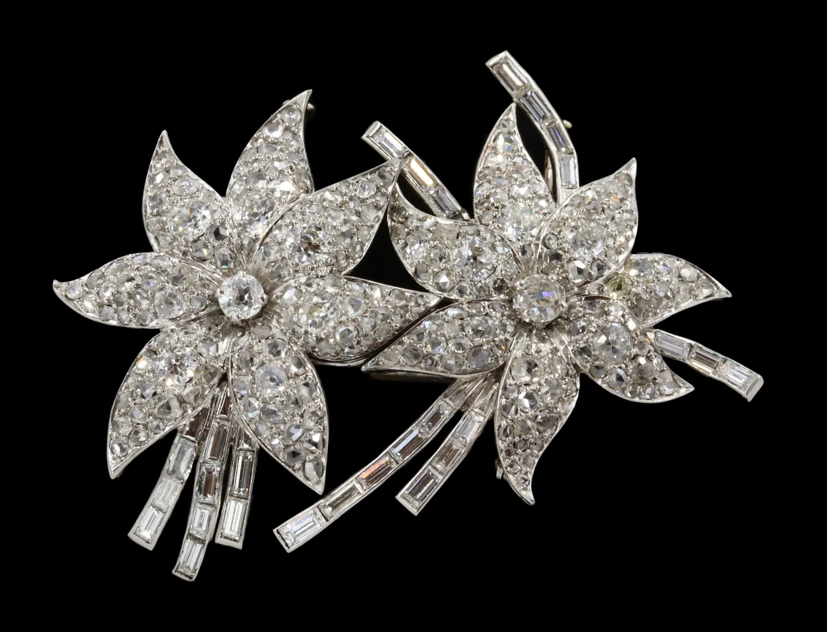 Belle Broche Double En Argent Massif Du Début Du 20ème Siècle - Occasion, Bon état