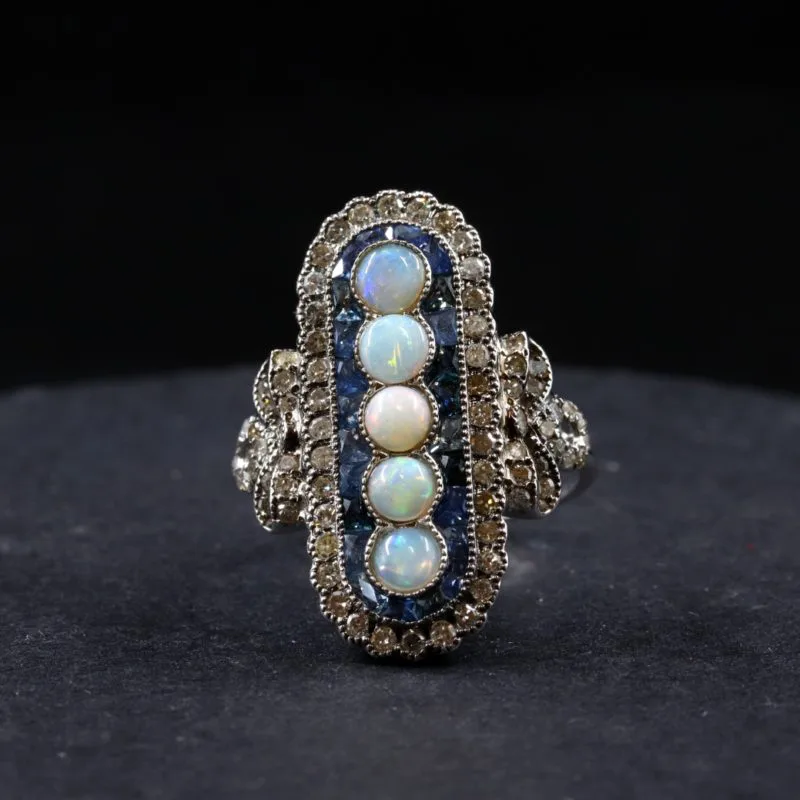 Bague saphir et opales