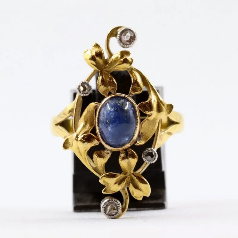 Bague 1900 saphir cabochon or