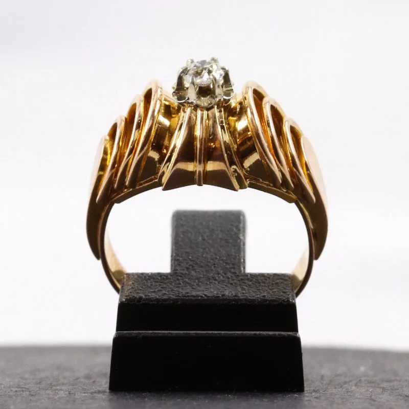 Bague tank arceaux ajourés et diamant