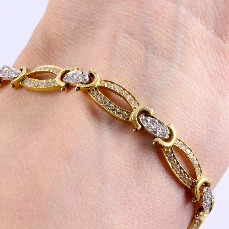 Bracelet souple 2 ors et diamants