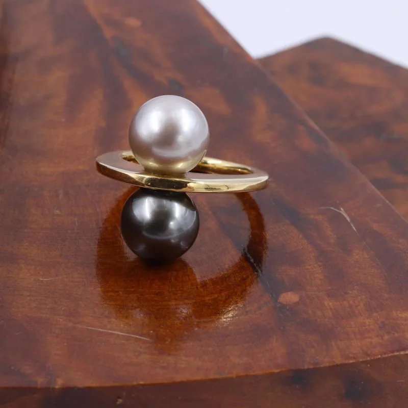 Bague contemporaine or perles de Tahiti