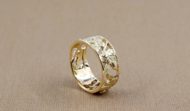 Bague jonc création motif art nouveau