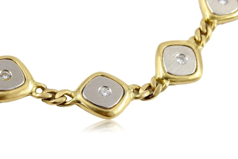 Bracelet années 80 or jaune et or blanc brossé