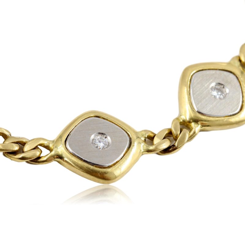 Bracelet années 80 or jaune et or blanc brossé