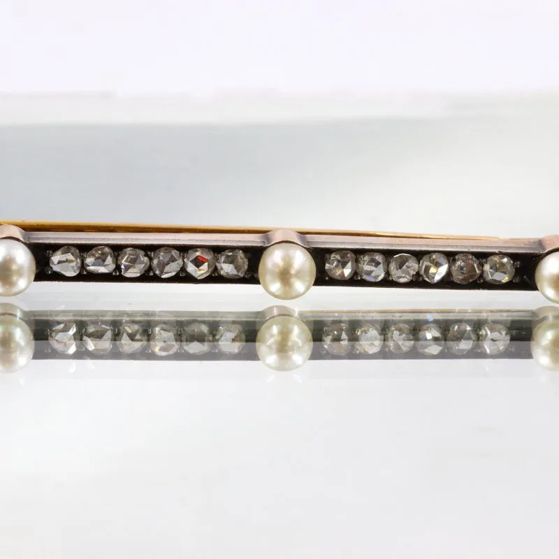 Broche barrette diamants et perles