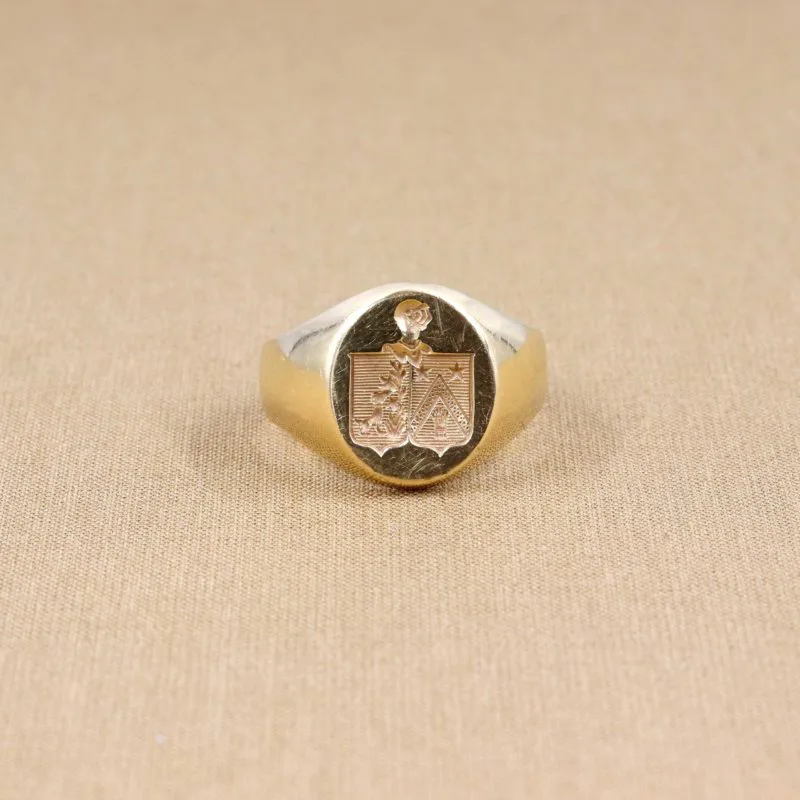 Chevalière armoriée tout or