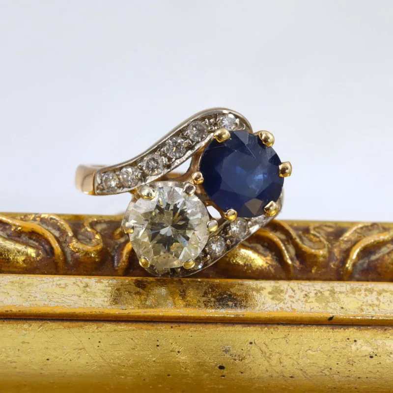 Magnifique bague toi et moi saphir et diamant