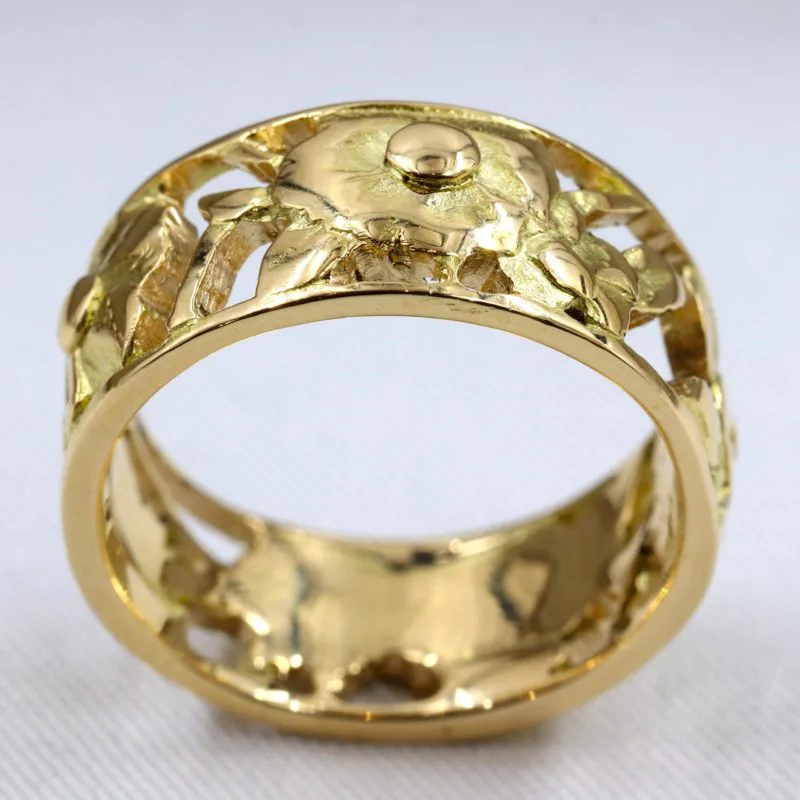 Superbe jonc or fleurs style art nouveau