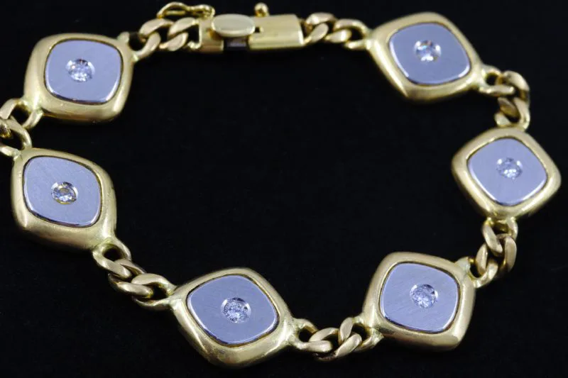 bracelet vintage or blanc et jaune diamants
