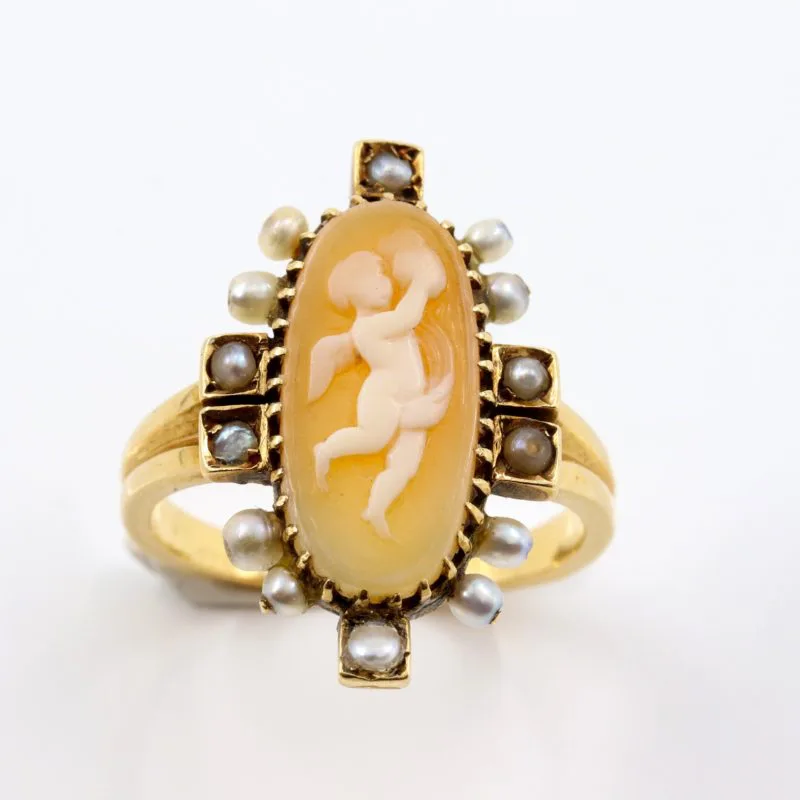 Bague camée et perles fines