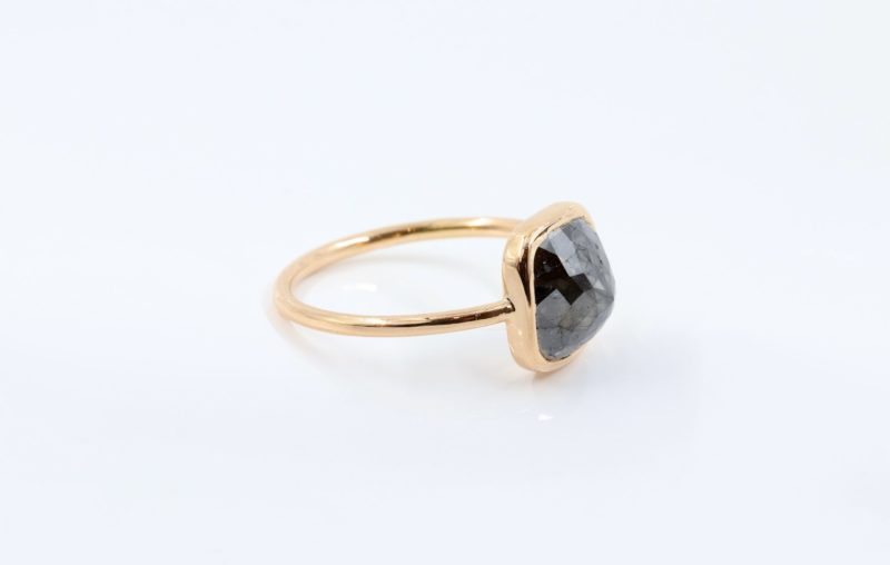 Bague diamant noir or rose