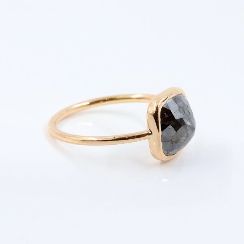 Bague diamant noir or rose