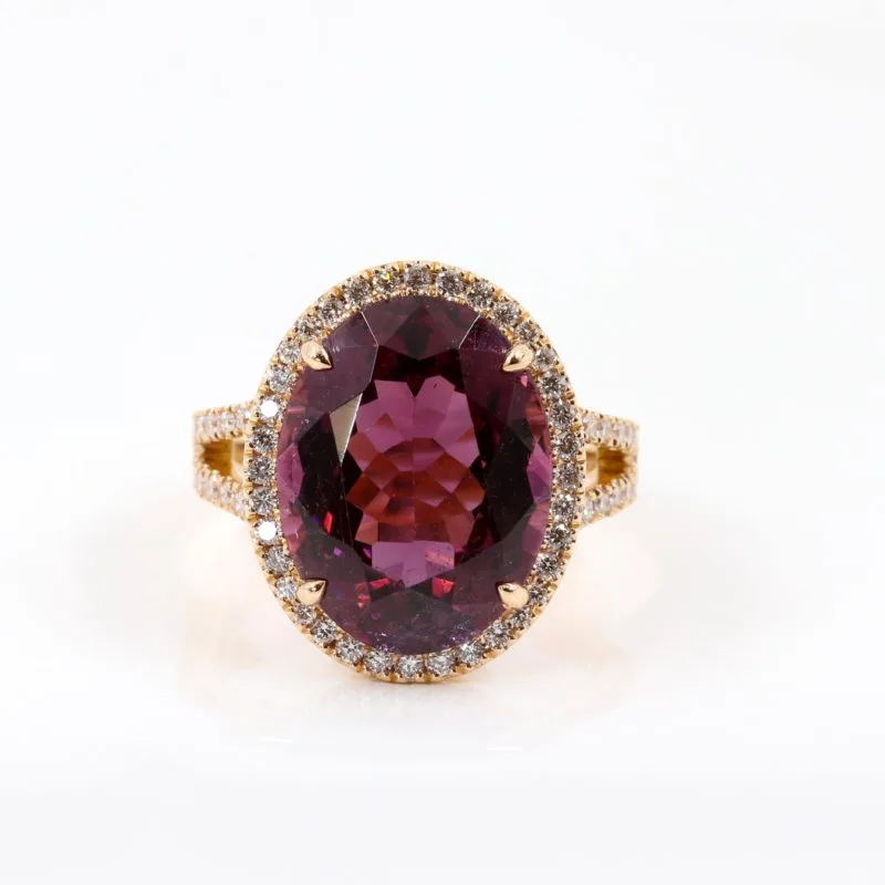 Bague tourmaline et petits diamants