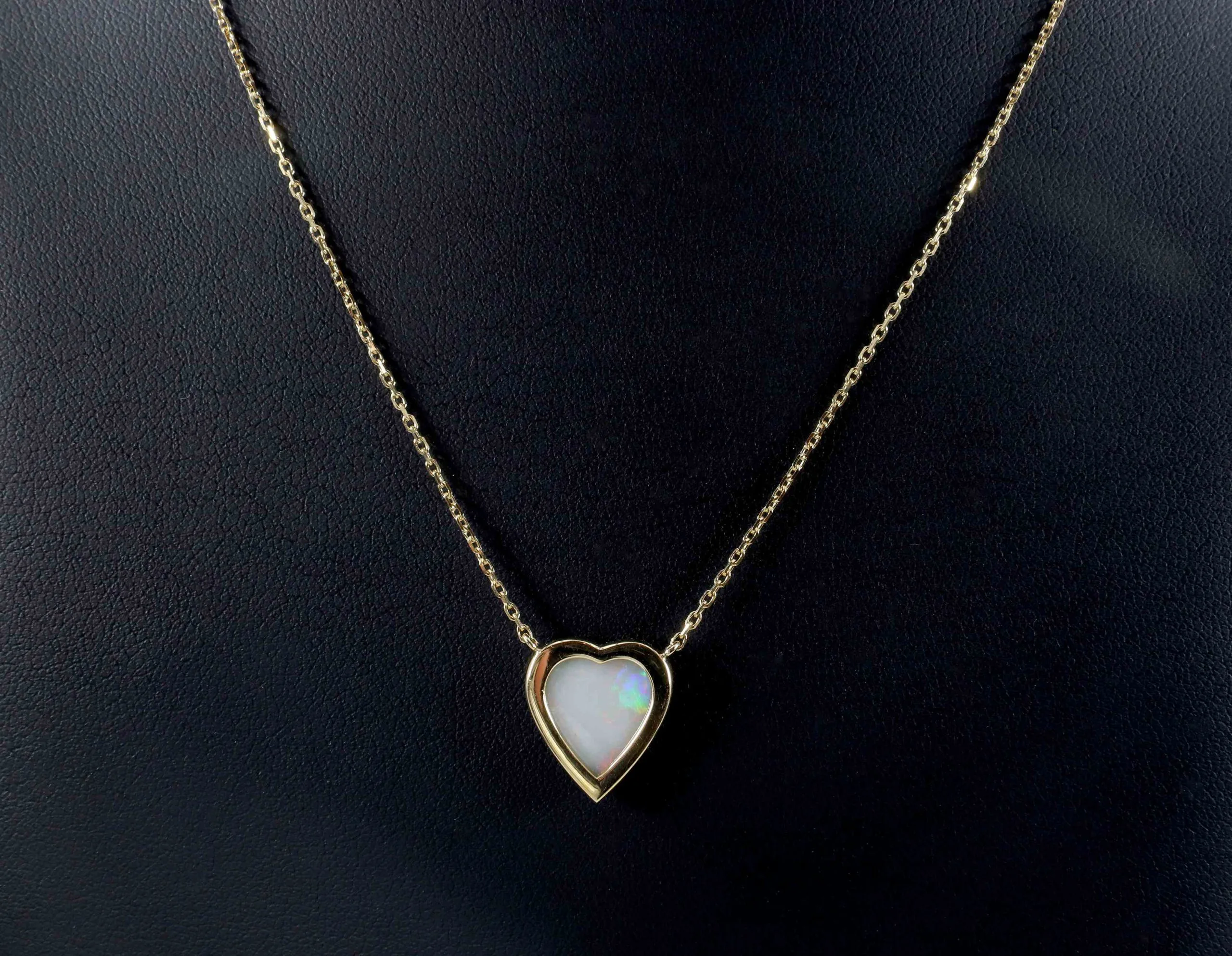 Pendentif En Forme De Cœur Avec Opalite Et Pierre De Lune - Argent, Pierres Scintillantes