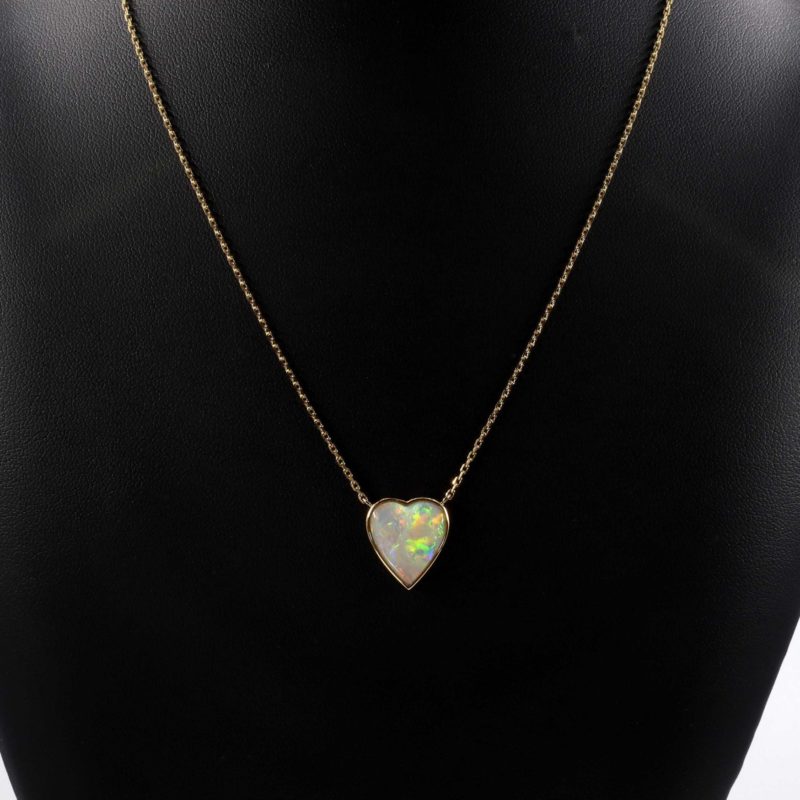 collier coeur opale et or