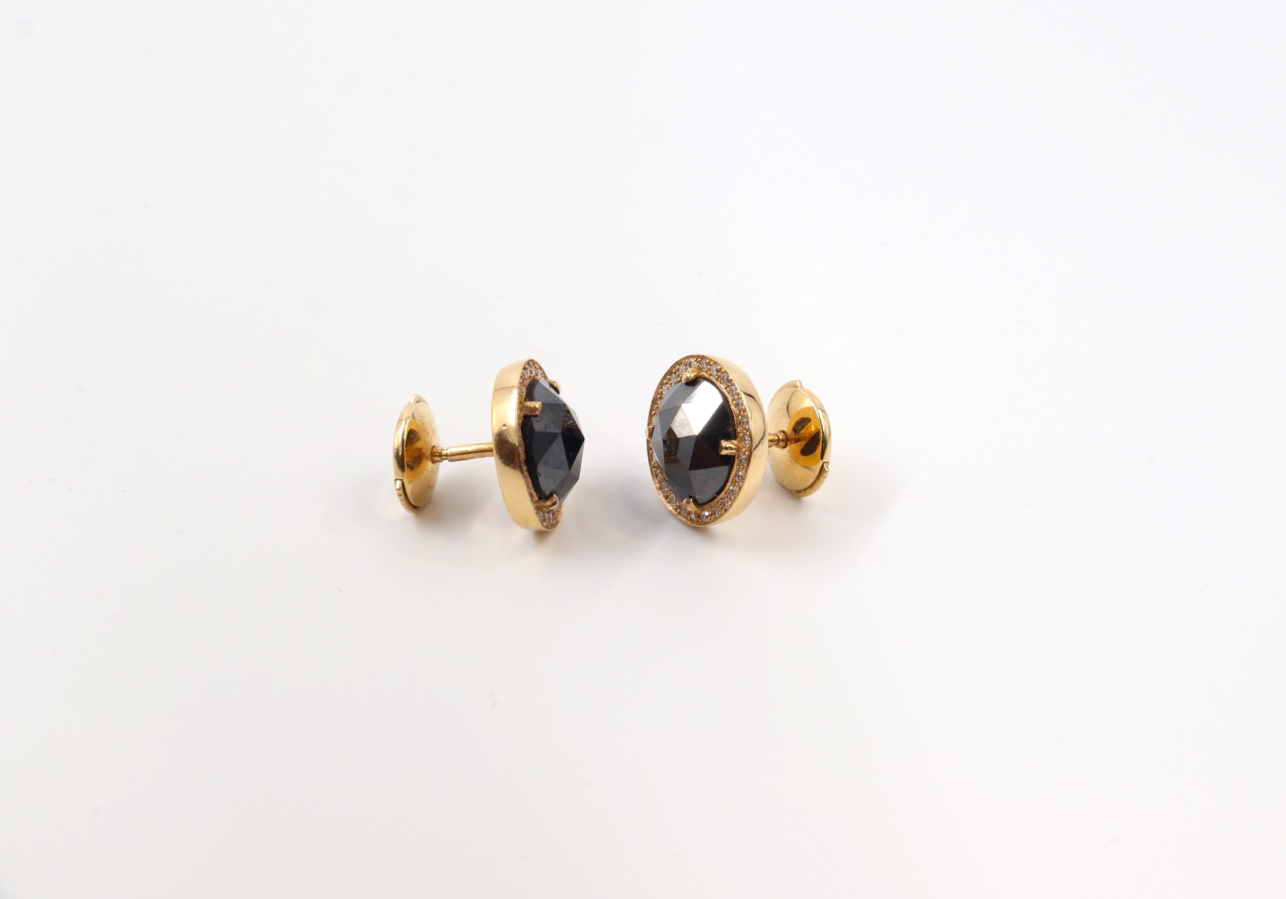 Boucles d'oreilles puces diamant noir - Antikhor