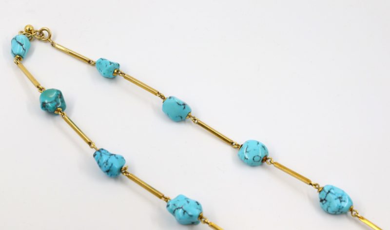 Fermoir collier or et turquoise
