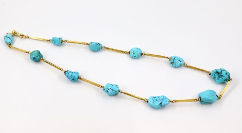 Collier turquoise et or