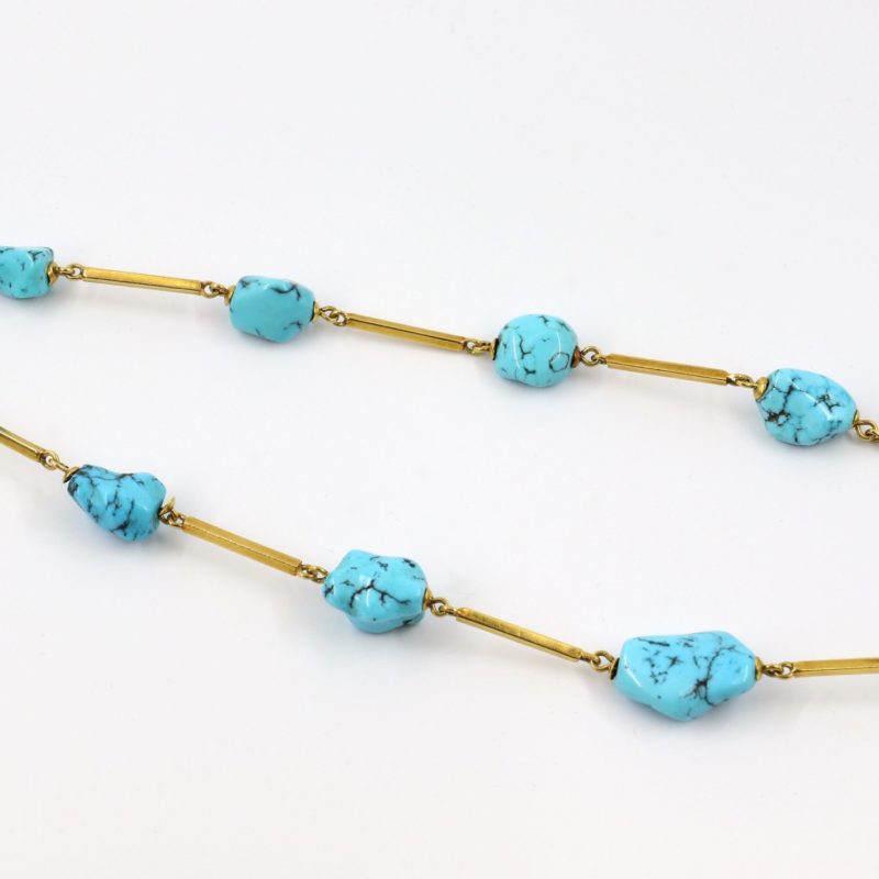 Collier turquoise et or