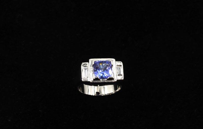 Bague platine tanzanite et diamants