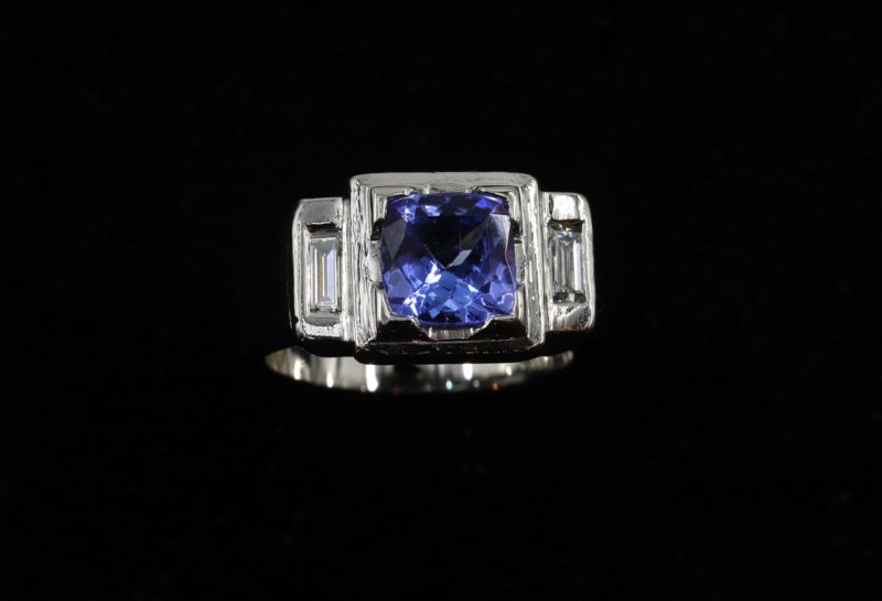 Bague tanzanite diamants platine