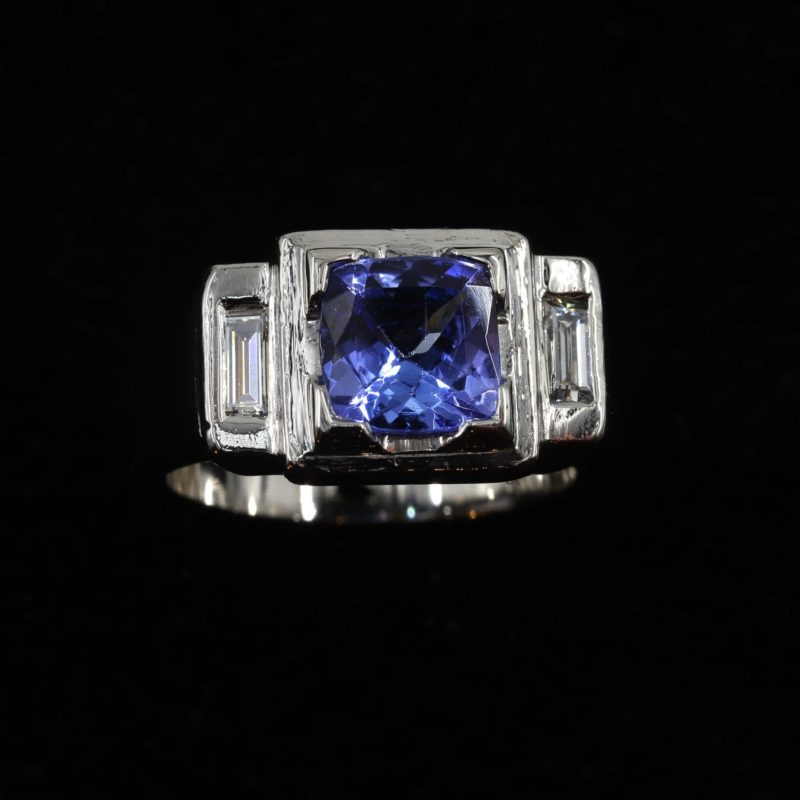 Bague tanzanite diamants platine
