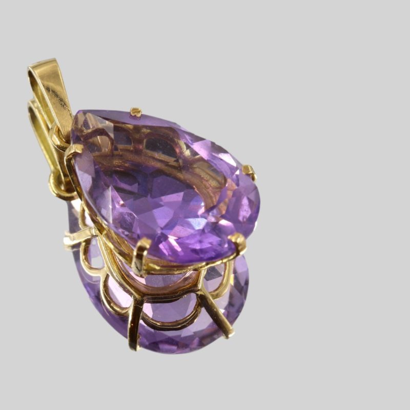 Pendentif goutte améthyste et or