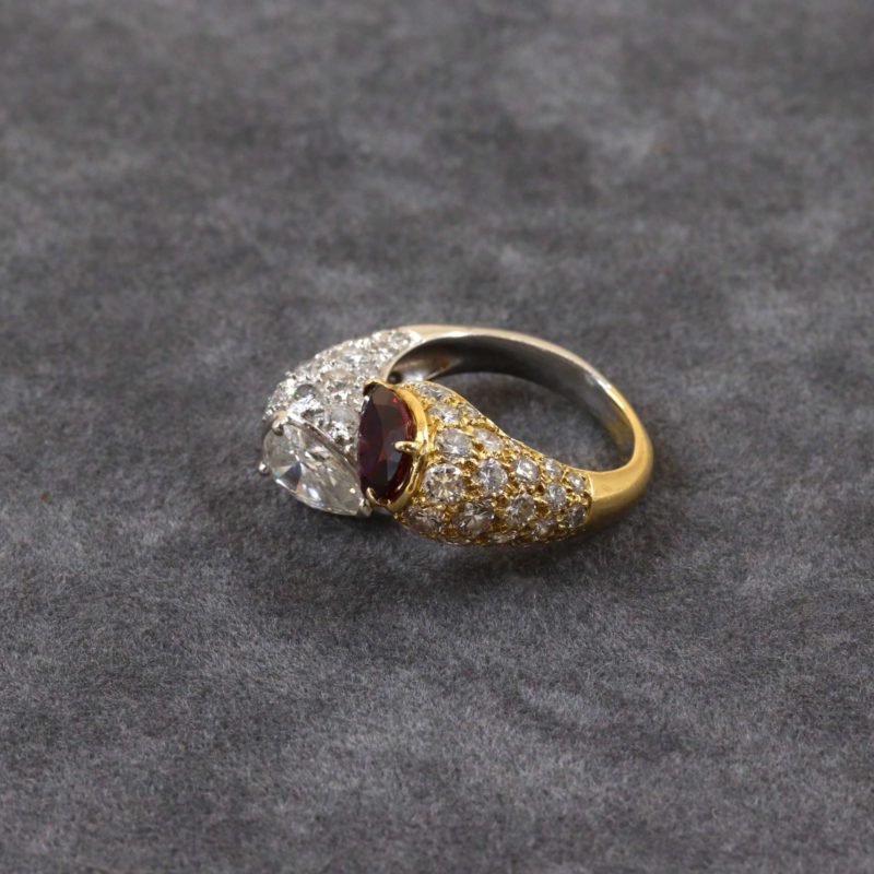 Toi et moi rubis et diamants deux ors