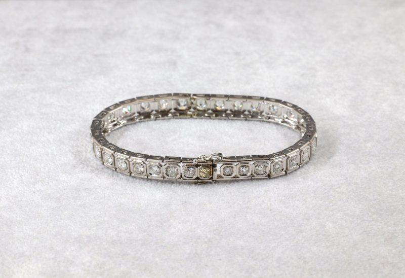 Superbe bracelet art déco platine diamants