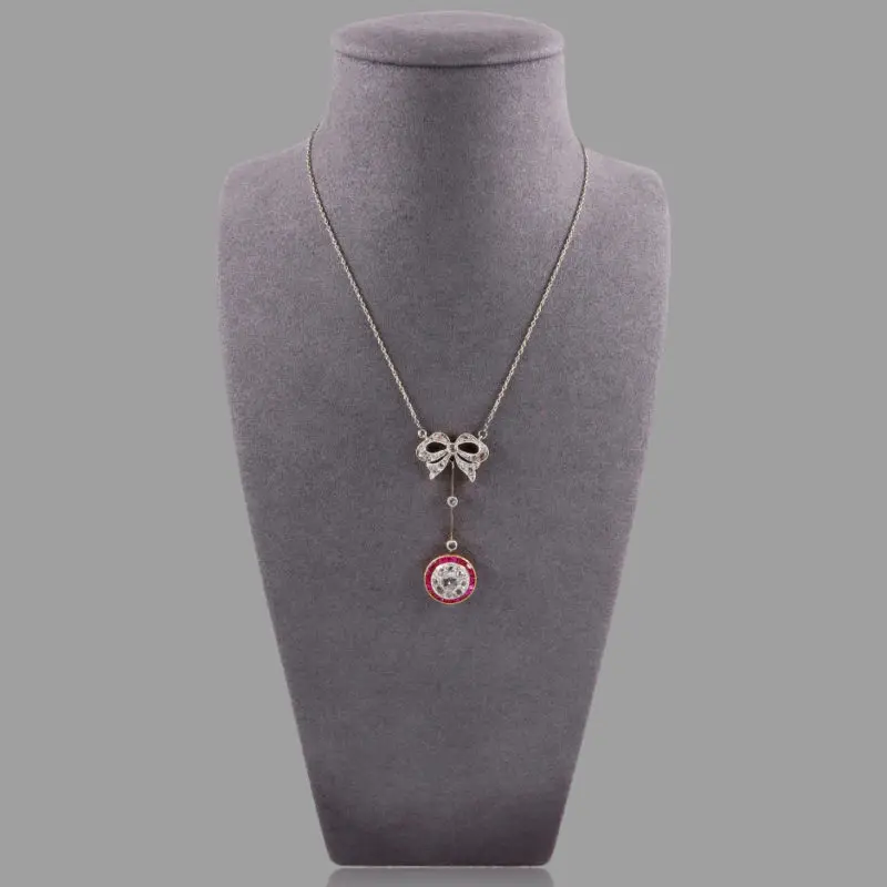 Collier pendentif noeud rubis et diamants