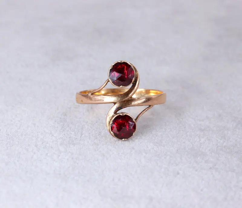 Bague toi et moi ancienne grenats