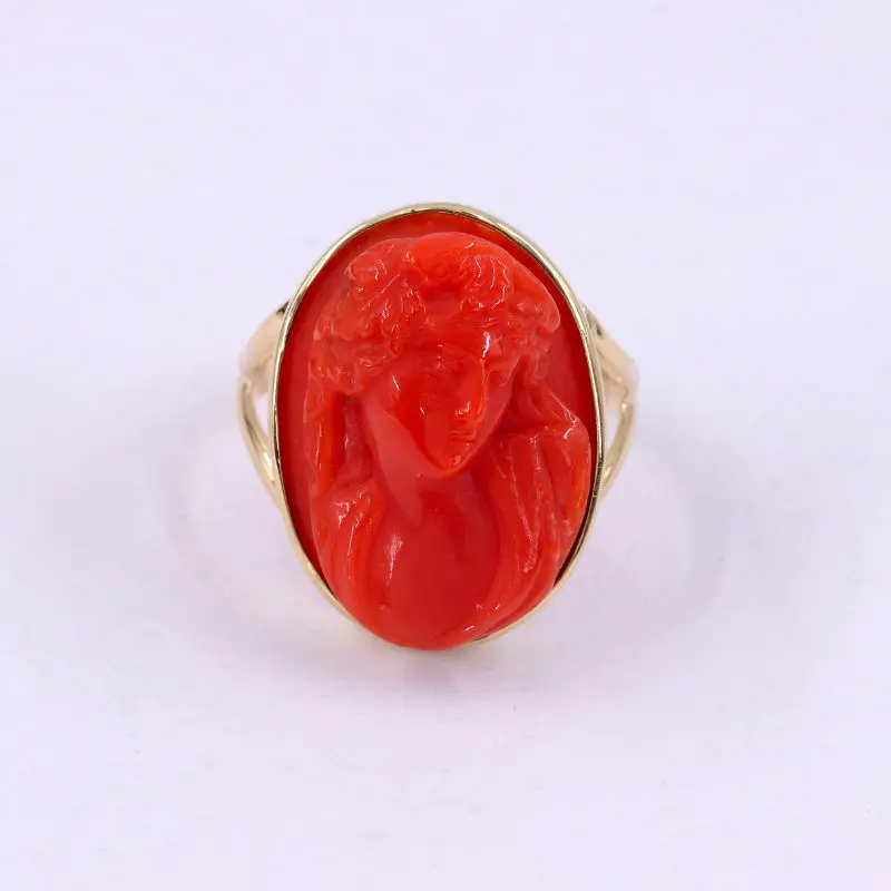 Bague camée corail