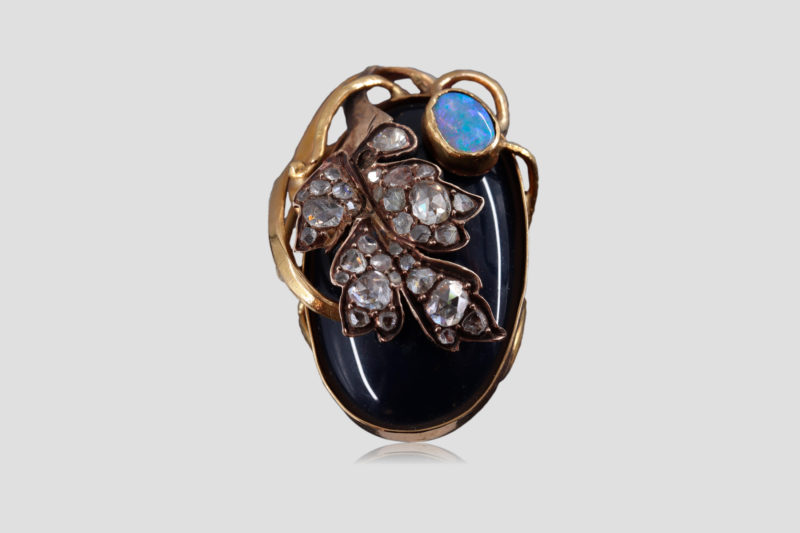 Bague agate opale Art Nouveau
