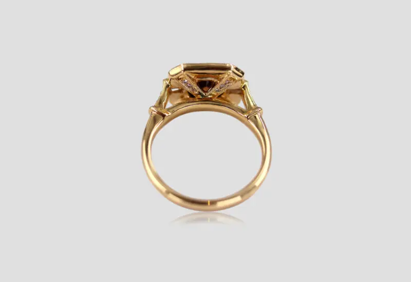 Bague or jaune diamant brun