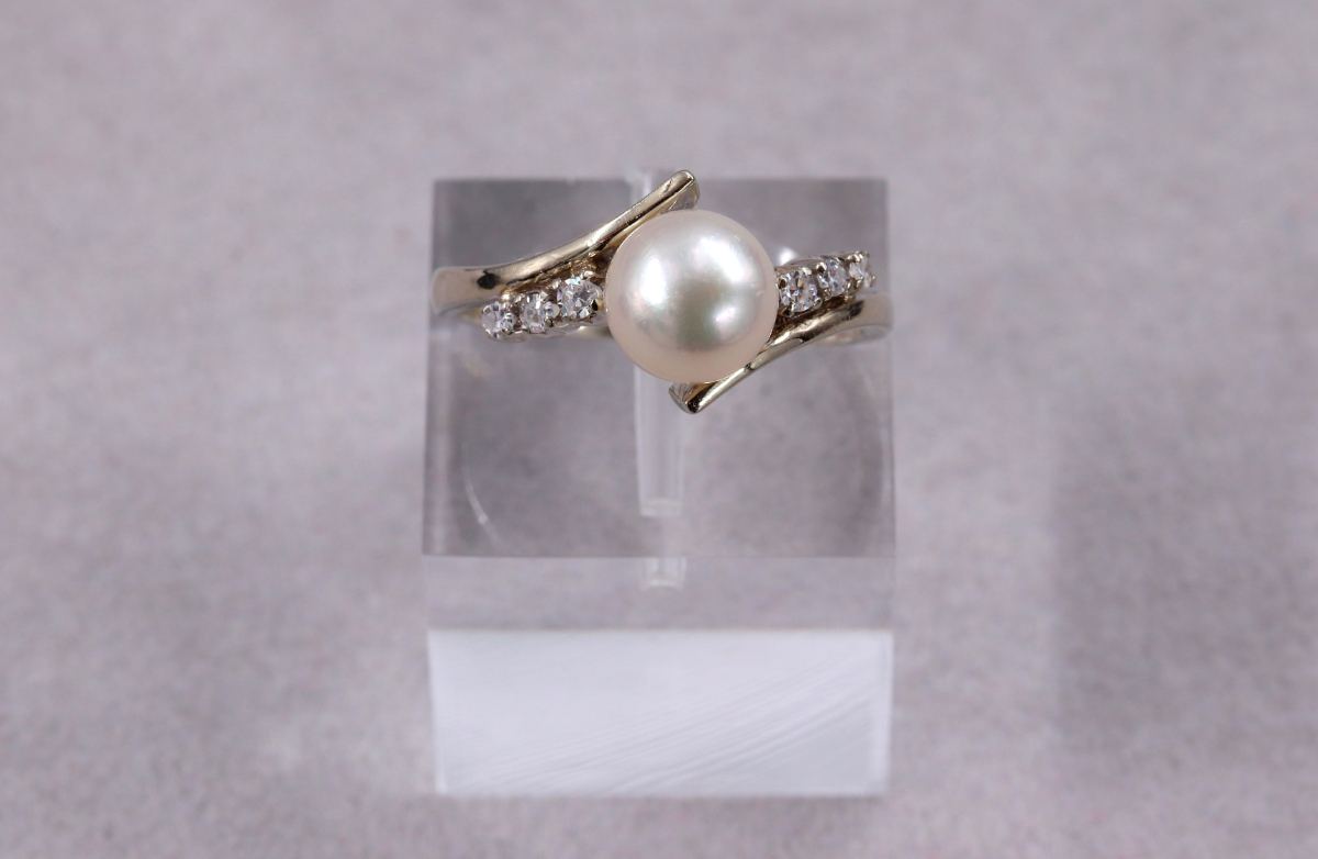 Bague perle de culture et diamants - Antikhor