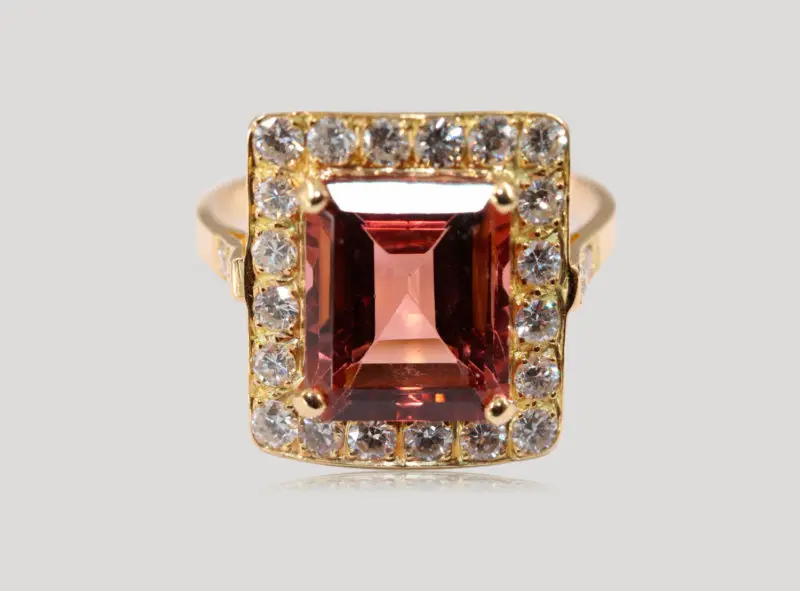 Bague or jaune tourmaline brune