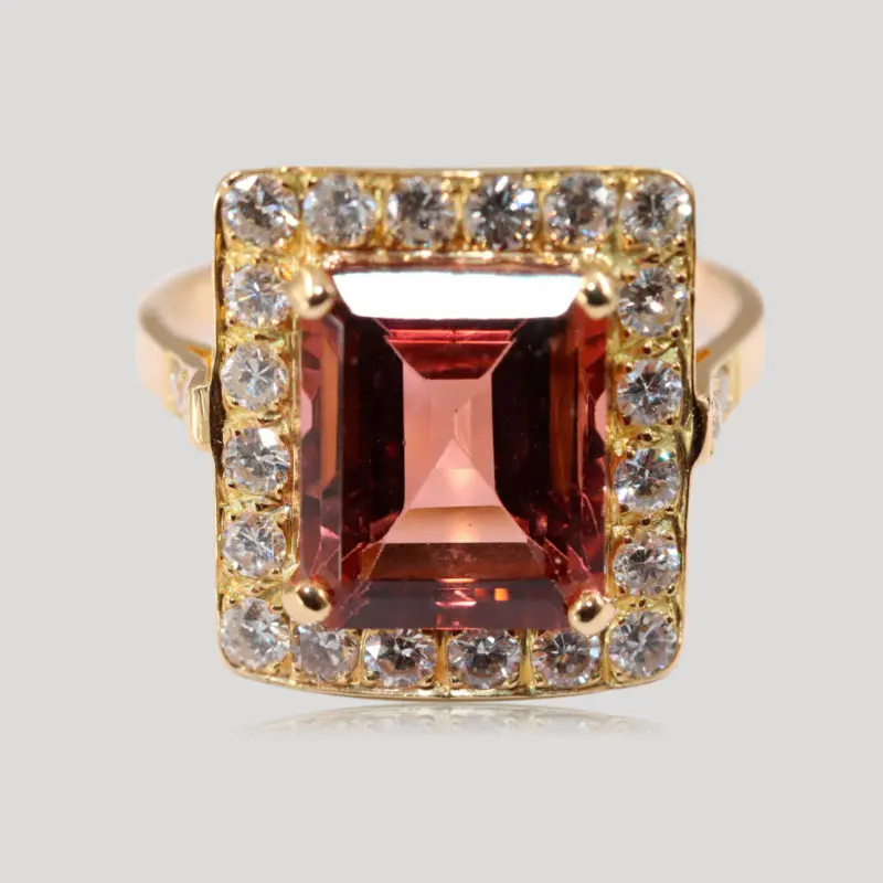 Bague or jaune tourmaline brune